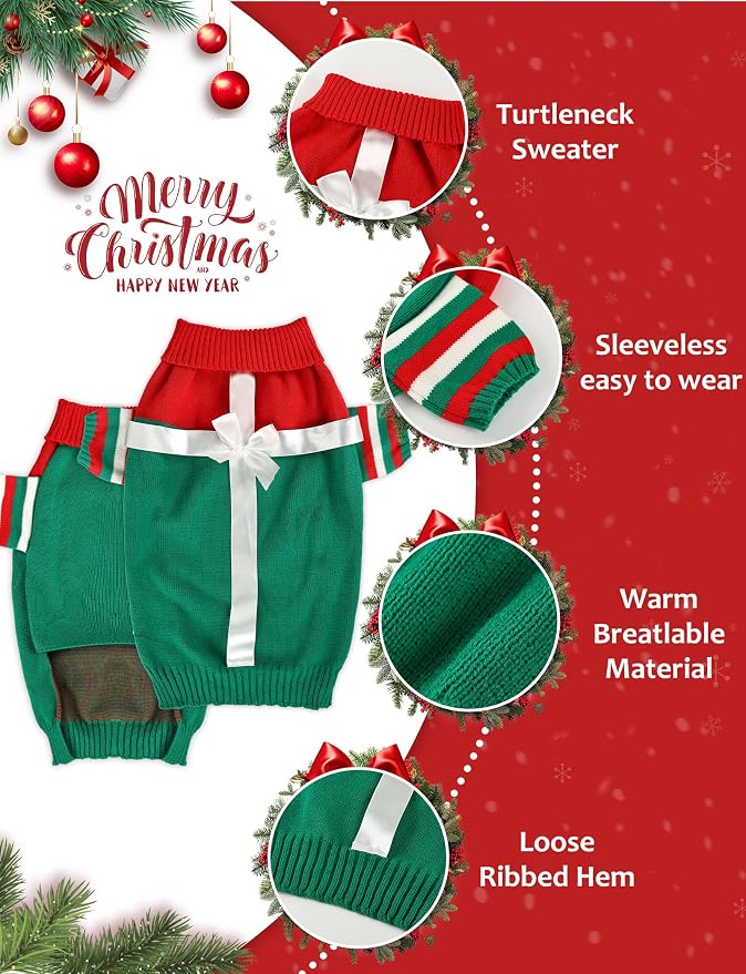 Dog Christmas Sweater, Soft Warm Pet Clothes Coat - Image 3