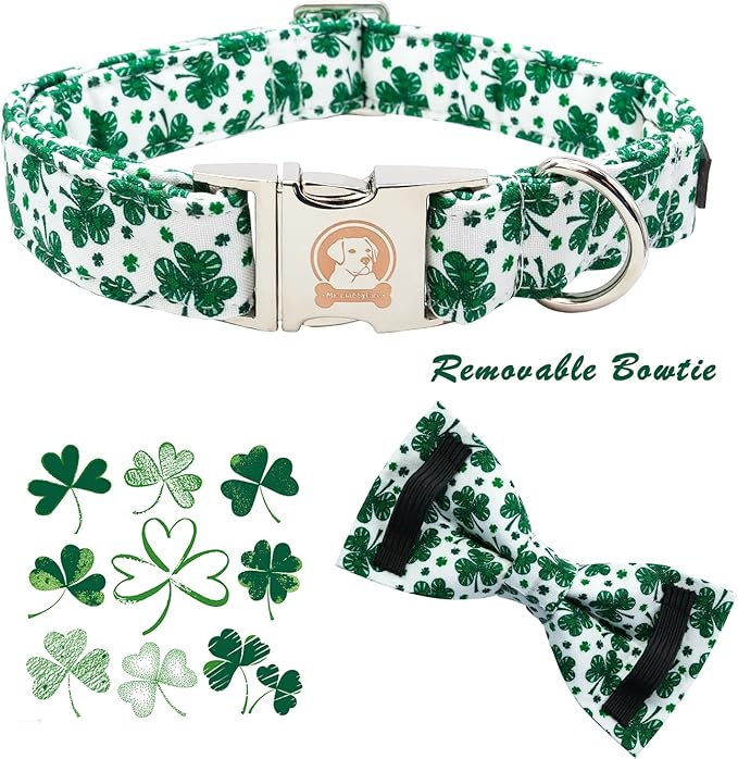 MR. CHUBBYFACE St.Patrick's Day Dog Collar Green Clovers Adjustable Dog Collar - Image 2