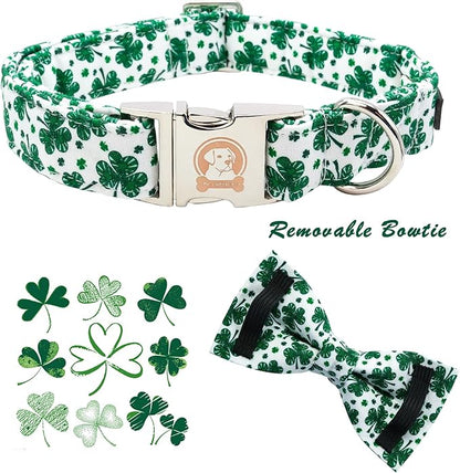MR. CHUBBYFACE St.Patrick's Day Dog Collar Green Clovers Adjustable Dog Collar - Image 2