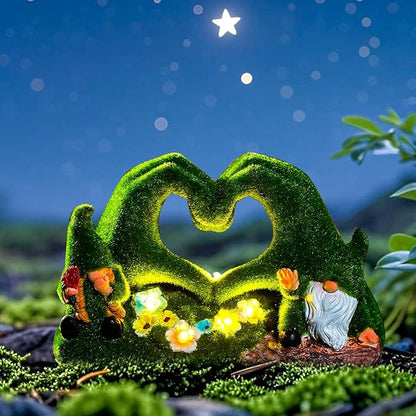 St Patricks Day Gnome Garden Gnome Statue Heart-Shaped Moss Covered Outdoor - Image 7