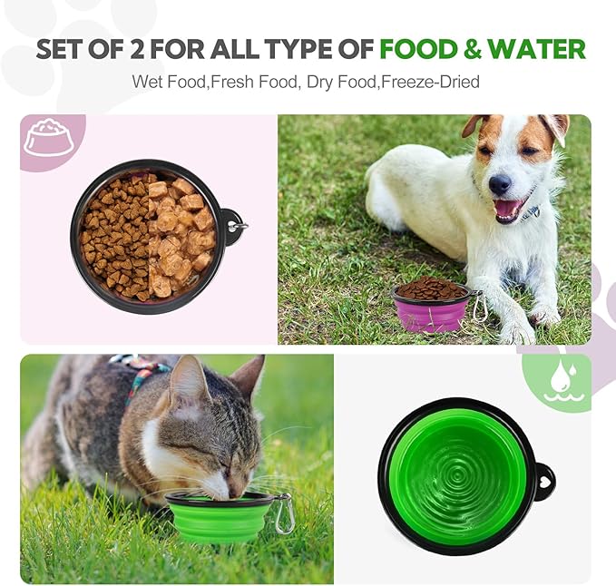 Collapsible Dog Bowl 2 Pack, Dog Water Bowls - Image 2