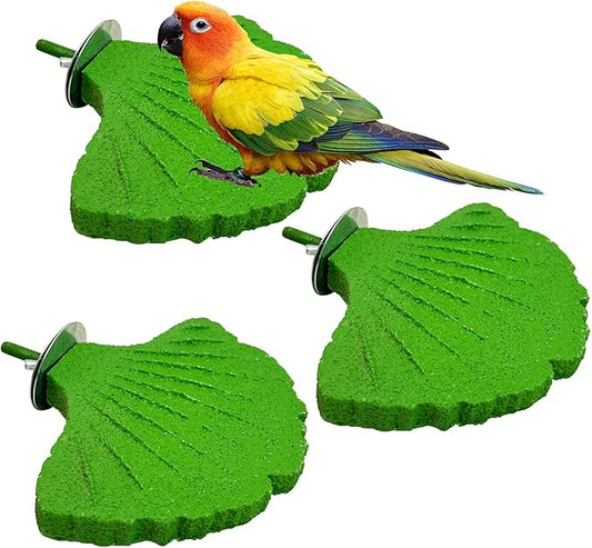 3 Pcs Parrot Perch Resin Bird Beak Grinding Stone Leaf Shape Perch Stand Foot by Apatal