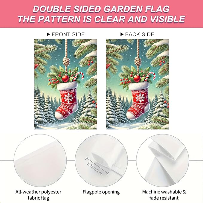 Christmas Garden Flag Christmas Stocking Garden Flag Snowflake Holiday Gardens - Image 4
