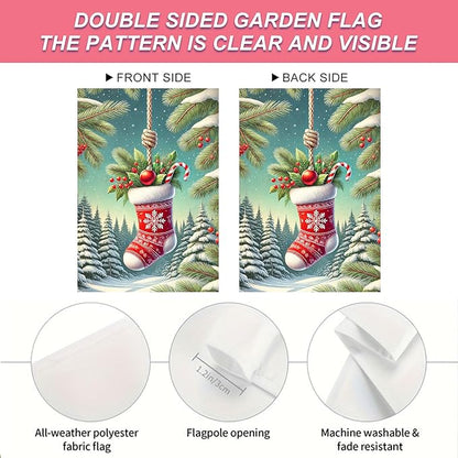 Christmas Garden Flag Christmas Stocking Garden Flag Snowflake Holiday Gardens - Image 4