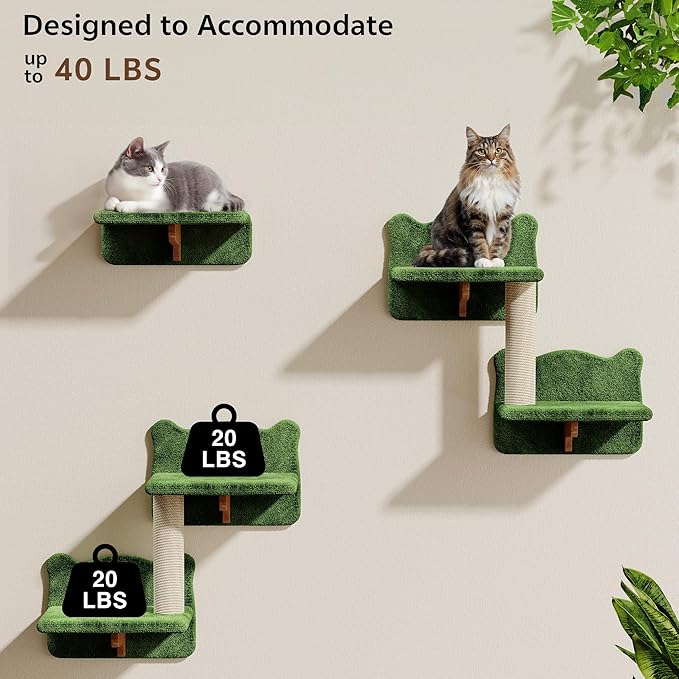 20-in-1 Cat Wall Shelves, Wall Mounted Cat Furniture w/Plush Fabric, Cat - Image 5