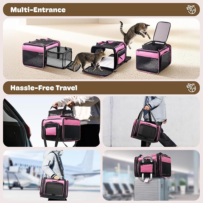 Top and 2 Sides Expandable Pet Carrier 17x11x9.5, TSA Airline Approved Small - Image 6