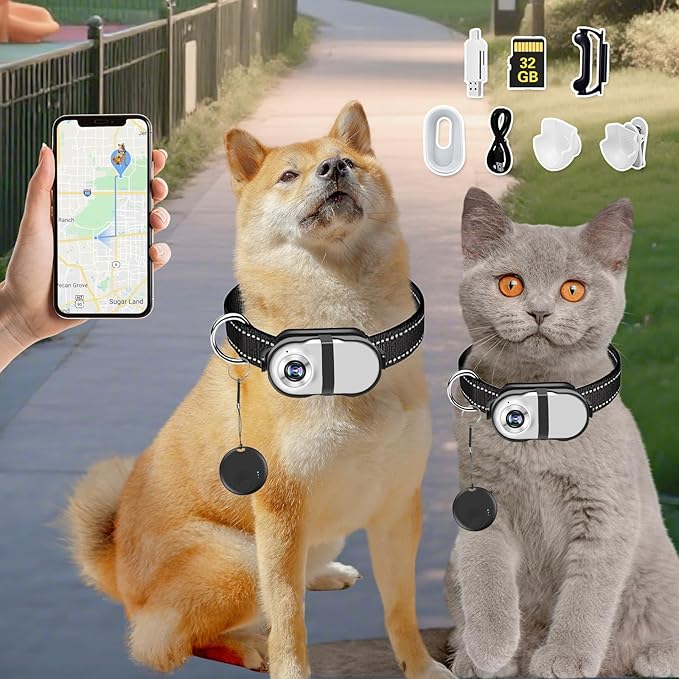 Pet Camera Collar with Air Tracker Tag, 1080P HD Wireless Dog Neck Cam Compact - Image 4