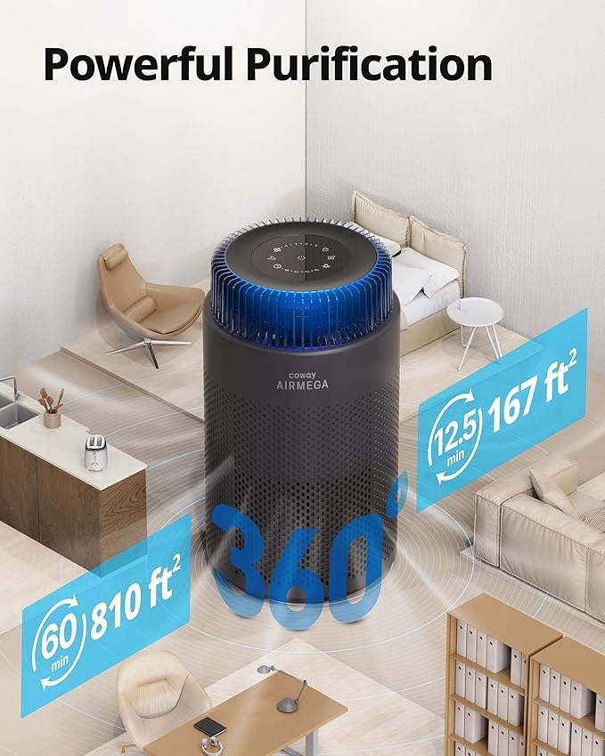 COWAY Air Purifiers for Bedroom Home up to 810 ft², HEPA Filter for Smoke - Image 3