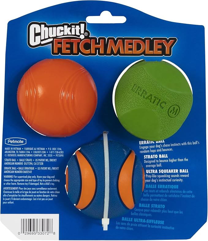 Chuckit! Fetch Pack Dog Ball Dog Toys, Medium Pack of 3, - Image 3