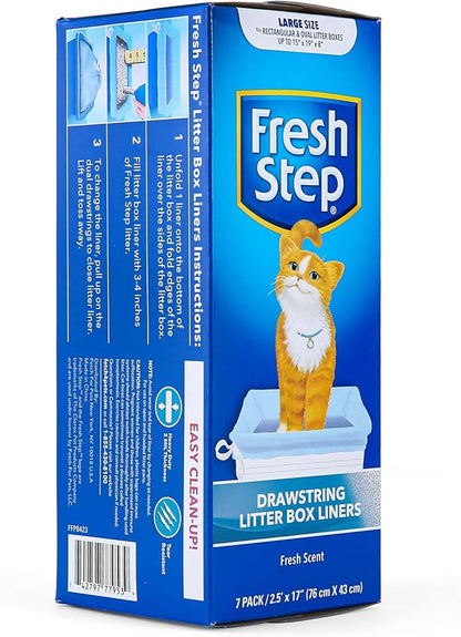 Fresh Step Drawstring Cat Litter Box Liners, Scented Heavy Duty Kitty Litter - Image 3