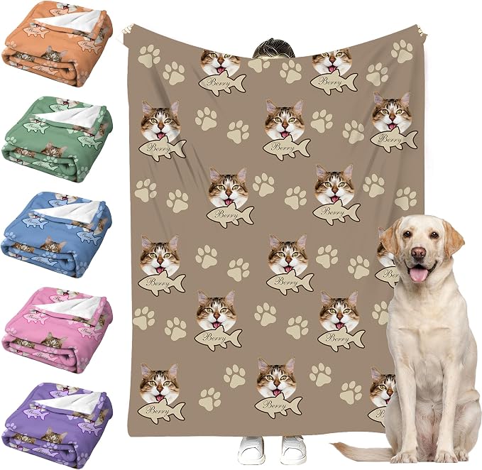 Personalized Paw Print Dog Blanket by Faroishta