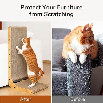 FUKUMARU Cat Scratcher, 32.7 Inch L Shape Cat Scratch Pad Wall Mounted - Image 6