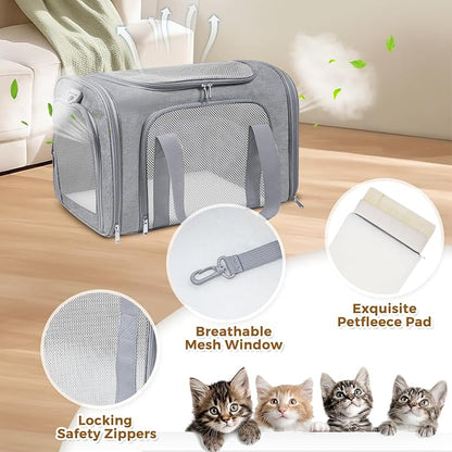 Cat Carrier Soft for Pets Up to 15 Lbs, Cat Travel Bag Soft-Sided - Image 3