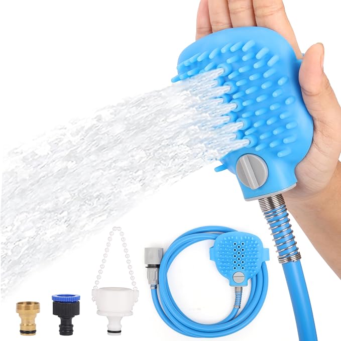 Belle Vous Dog Bath Hose Sprayer and Scrubber Attachment by BelleVous