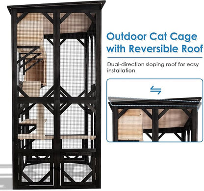 71.1" L Large Cat Catio Outdoor Cat Enclosure Window Acess, Walk-in Cat Cage - Image 8
