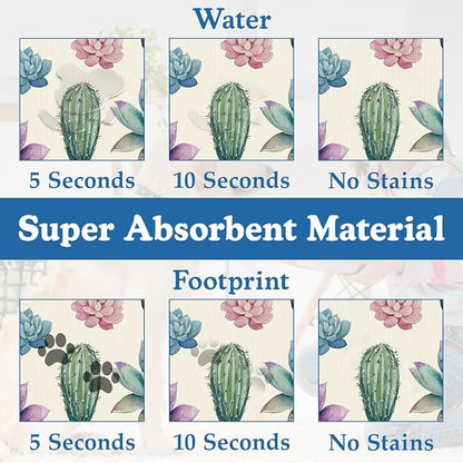 Cactus Flower Pet Feeding Mat for Floors–Christmas Stocking Absorbent Quick Dry - Image 3