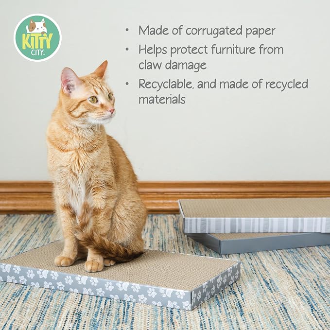 Kitty City Cat Scratcher– 3-Pack Durable Corrugated Cardboard Scratch Pads - Image 2
