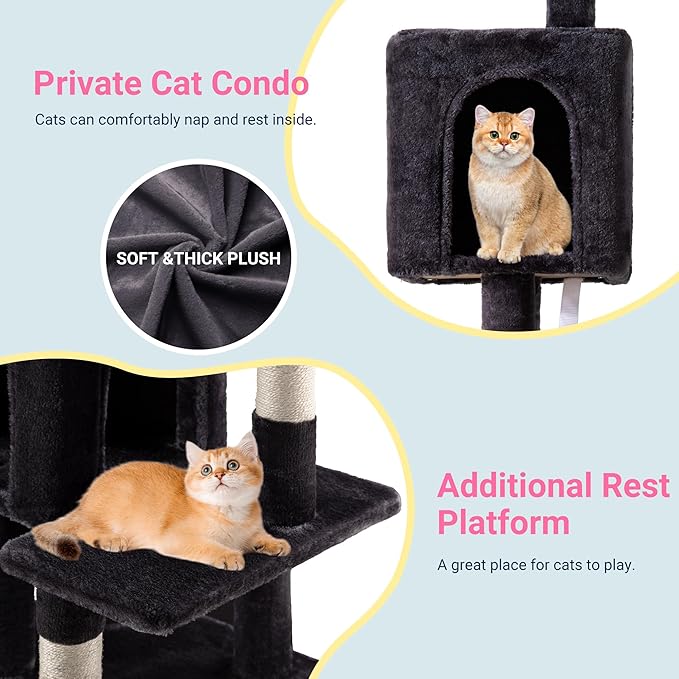 Allewie 29 Inches Cat Tree Tower/Plush Perches Platform/Condo/House/Sisal - Image 3