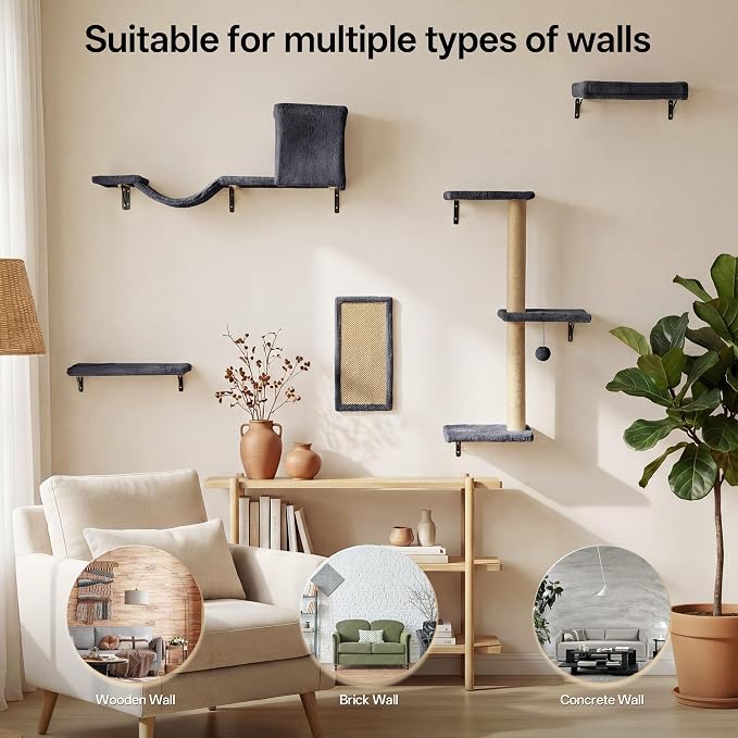 MEWANG 5-in-1 Cat Wall Shelves: Cat Climbing Furniture - Image 6
