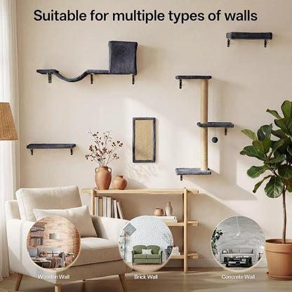 MEWANG 5-in-1 Cat Wall Shelves: Cat Climbing Furniture - Image 6