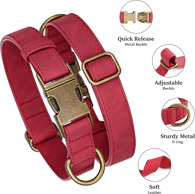Didog Soft PU Leather Dog Collar, Stylish Quick Released Dog Collars - Image 2