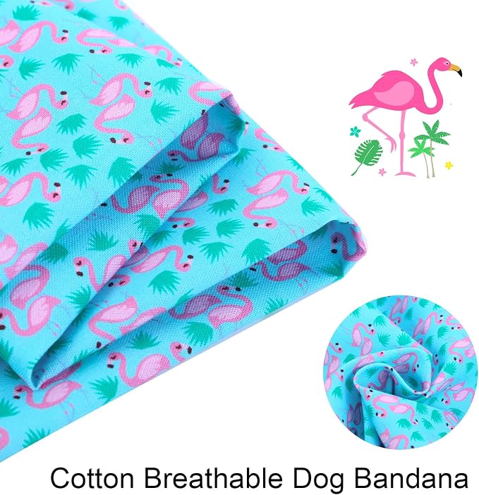 ARING PET Summer Dog Bandanas, Turquoise Flamingo Kerchief Triangle Bibs Scarf - Image 2
