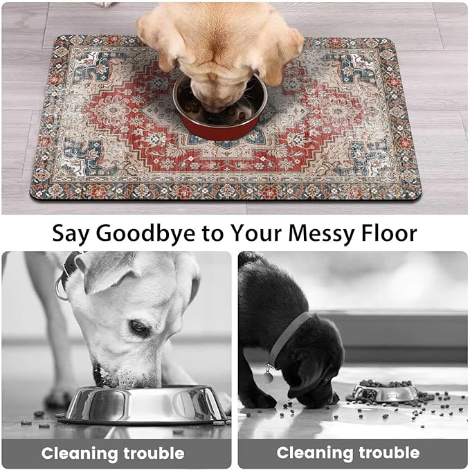 2 Pack Dog Food Mats for Floors, Absorbent and Quick-Drying Pet Cat Food Mat - Image 3