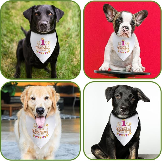 It's My 1st Birthday Dog Bandana Happy 1st Birthday Pet Triangle Scarf - Image 4