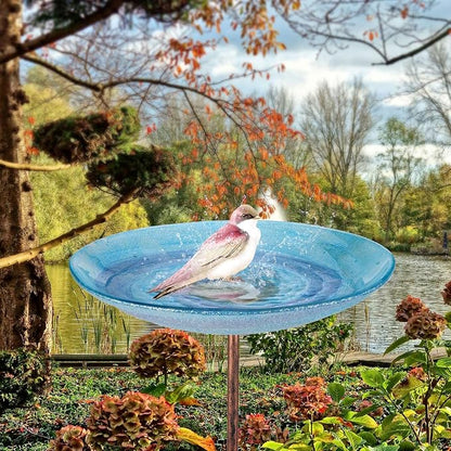 VCUTEKA Outdoor BirdBath Glass Bird Bath Garden Bird Feeder - Image 8