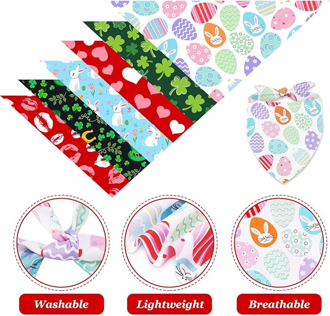 Whaline 6 Pack Valentine's Day Pet Bandanas Heart Pet Neckerchief Shamrock - Image 3
