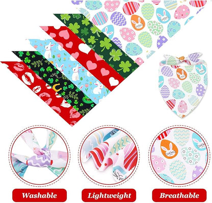 Whaline 6 Pack Valentine's Day Pet Bandanas Heart Pet Neckerchief Shamrock - Image 3