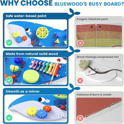 BlueWood Wooden Wall Busy Board Panels, Toddler Learning Activity Center - Image 3