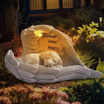 Pet Dog Solar Garden Memorial Statue – Outdoor Resin Angel Puppy by ZhiYo-GD