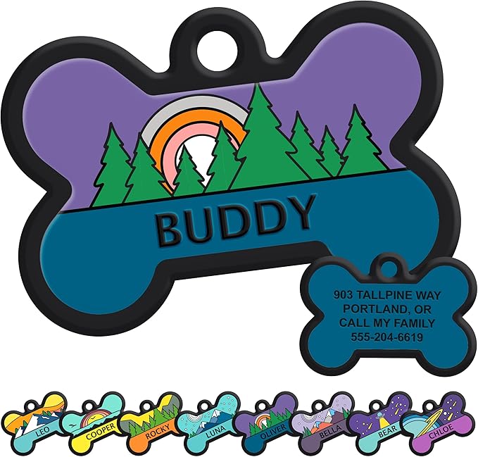 GoTags Silent Dog Tag, Personalized Engraved Bone Silicone Dog and Cat Name Pet by GoTags