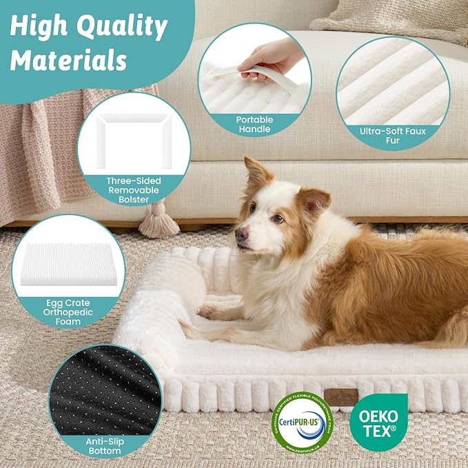 Cute Dog Bed for Small Dogs, Faux Rabbit Fur Orthopedic Foam Dog Bed - Image 5