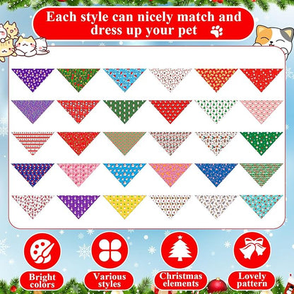Sanwuta 120 Pcs Christmas Dog Bandanas Bulk Xmas Bandanas - Image 3