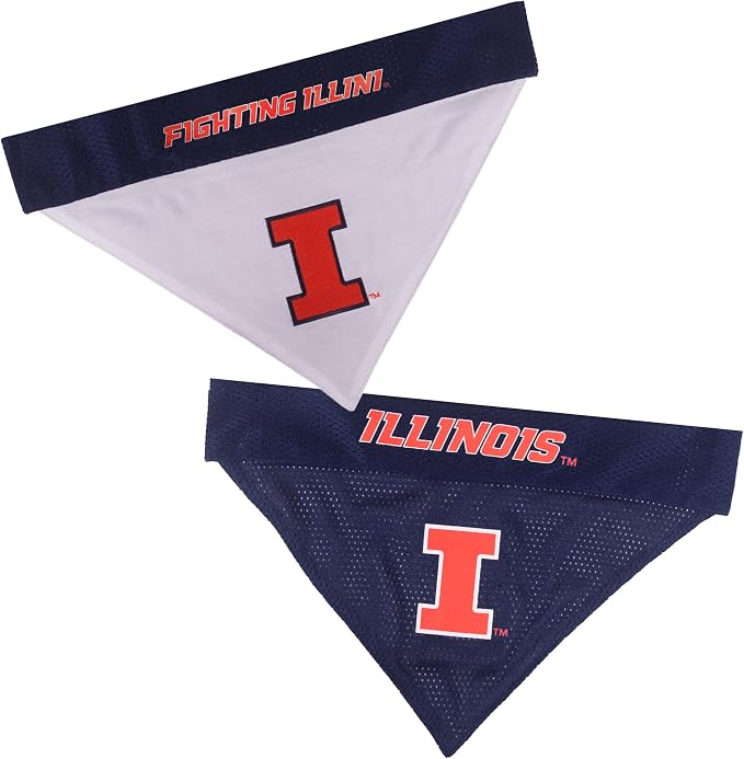 Pets First Collegiate Pet Accessories, Reversible Bandana, Illinois Fighting - Image 6