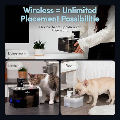 Cat Water Fountain Cordless, 88oz/2.6L Wireless Pet Water Fountains - Image 3
