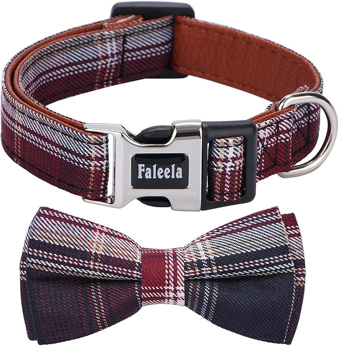 Faleela Soft &Comfy Bowtie Dog Collar, Detachable and Adjustable Bow Tie Collar by Faleela