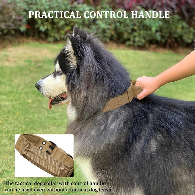 Tactical Dog Collar with Handle, Military Adjustable Heavy Duty Metal Buckle - Image 6