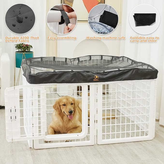PJYuCien Dog Playpen Mesh Top Cover, Fits 24 Inch 8 Panels Regular Square - Image 5