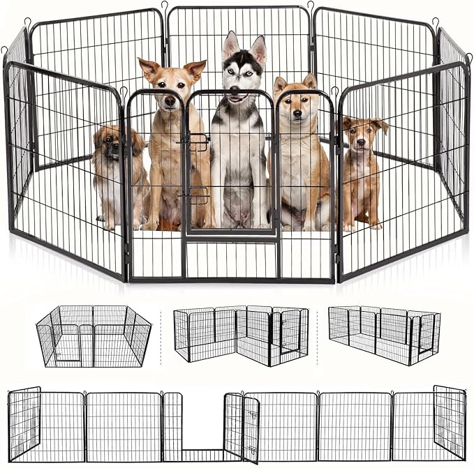 BestPet | Dog Playpen | 32 Inch, 8 Panels | Heavy Duty Metal Pet Exercise Pen | by BestPet