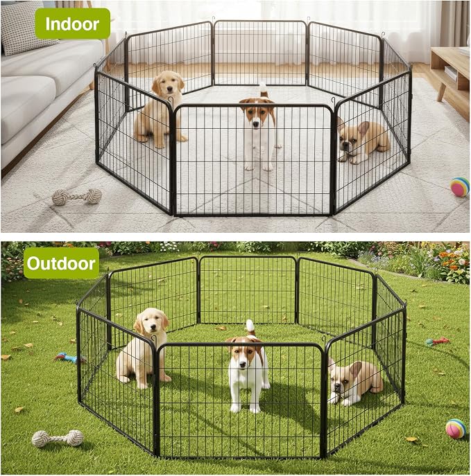 BestPet Dog Playpen 24 Inch 8 Panels Heavy Duty Metal Pet Exercise Pen Indoor - Image 7