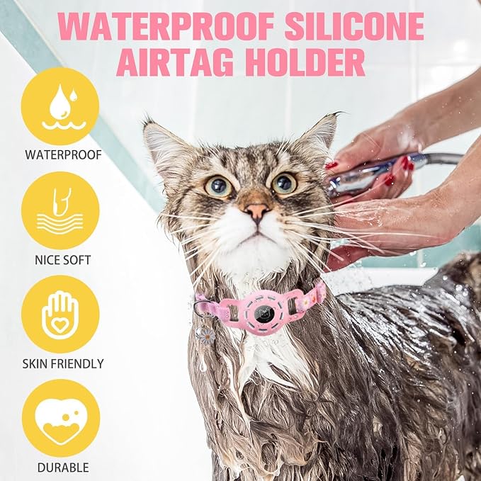 BINGPET AirTag Cat Collar with Bells, Upgraded Safety Elastic Collar with - Image 5