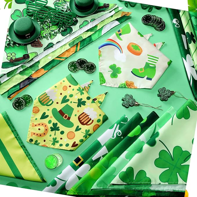100 Pcs St. Patrick's Day Dog Bandanas Irish Pet Bandanas Bulk Holiday Green - Image 6