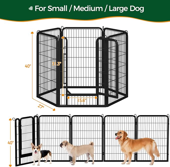 Yaheetech Dog Playpen Outdoor, 40 inch 6 Panels Dog Pen Indoor Heavy Duty Puppy - Image 4