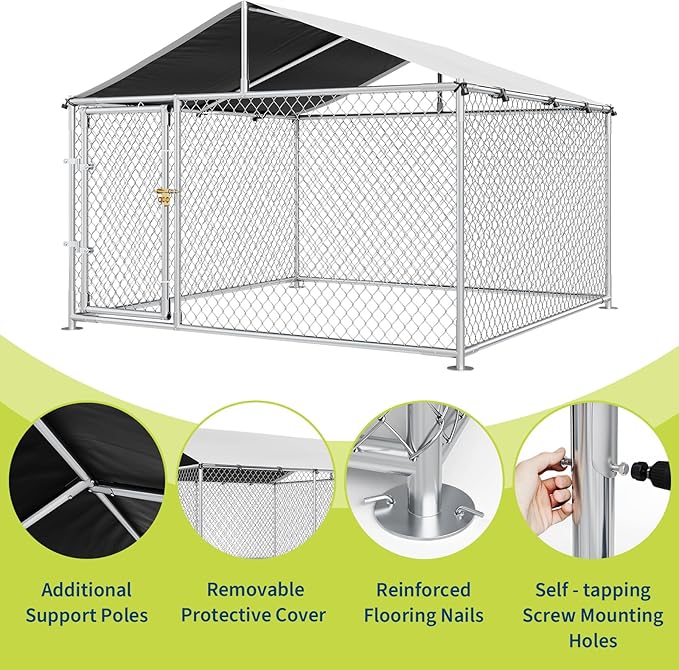 Large Dog Kennel Outdoor with Roof Heavy Duty Dog Enclosure Outside Pet Fence - Image 5