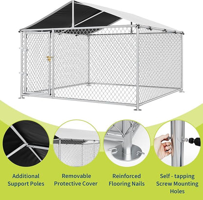 Large Dog Kennel Outdoor with Roof Heavy Duty Dog Enclosure Outside Pet Fence - Image 5