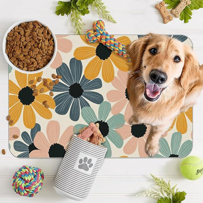 Abstract Daisy Flower Dog Food Mat - Image 7