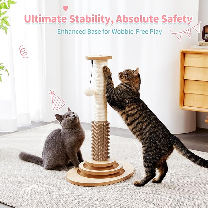 Made4Pets Cat Scratching Post, 4-in-1 Interactive Trackball Toys - Image 5